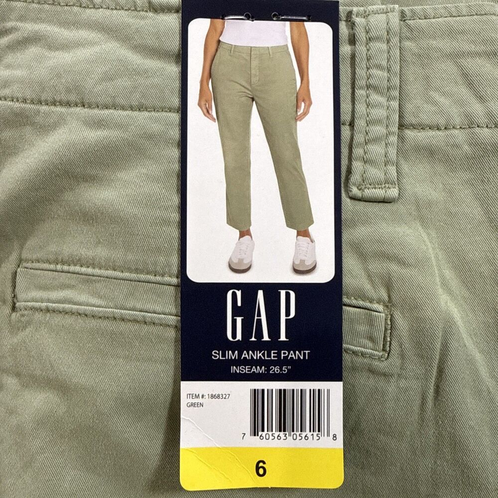 GAP Women’s 6 slim ankle pant Chino Green NWT